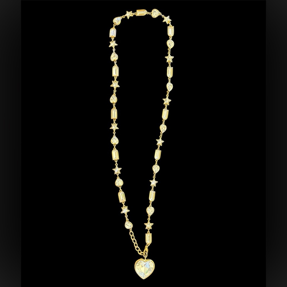 Gold Hearts and Stars Pendant Necklace